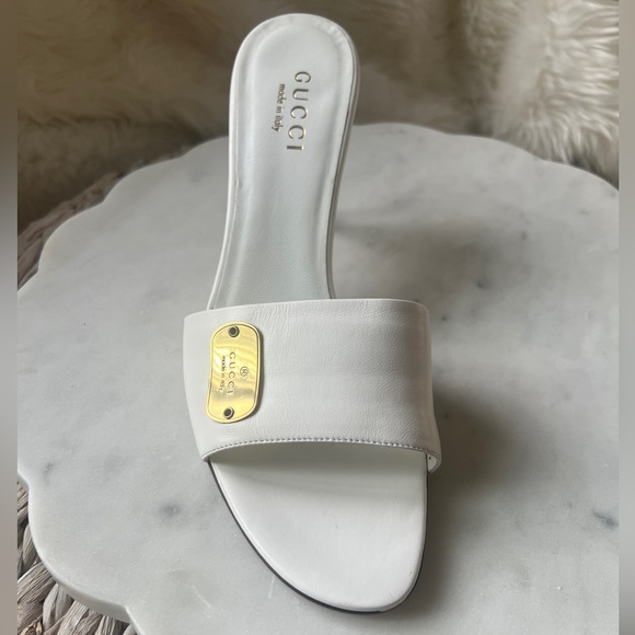 NEW GUCCI w/COA Mirabelle Mid Heel Slides Size 9 - Picture 14 of 17
